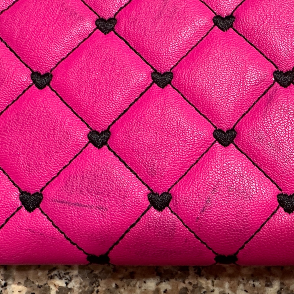 Betsey Johnson Pink Quilted Wallet with Black Accents (w/flaws) - Picture 4 of 8